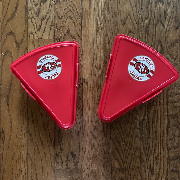 Set of 2 Official NFL San Francisco 49ers Pizza Storage Containers Red NWT - Picture 1 of 4
